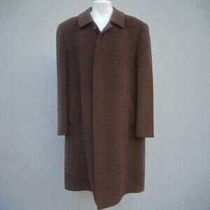 VTG Alpaca Wool Overcoat 49” Chest Brown Single Breasted Professional Classic